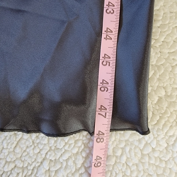 Bebe Satin Long Sleeveless Slip Dress Cowl Neck Dark Gray Pewter Y2K Size M - Picture 11 of 11